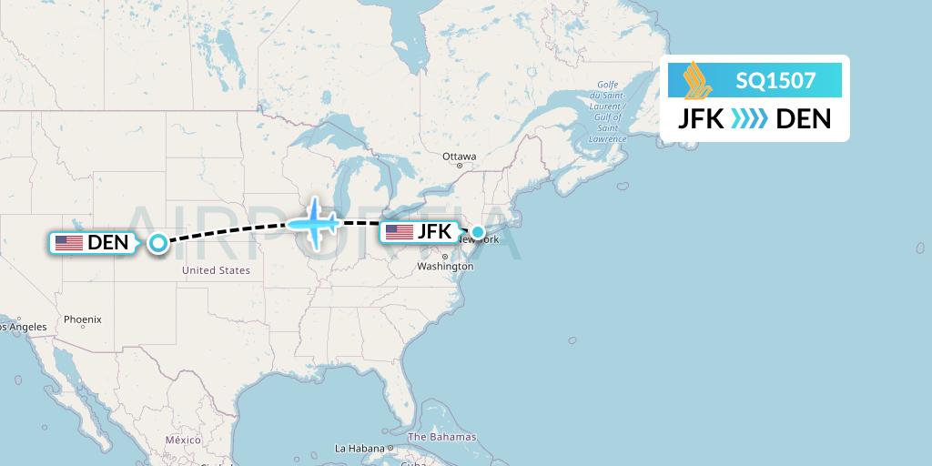 SQ1507 Singapore Airlines Flight Map: New York to Denver
