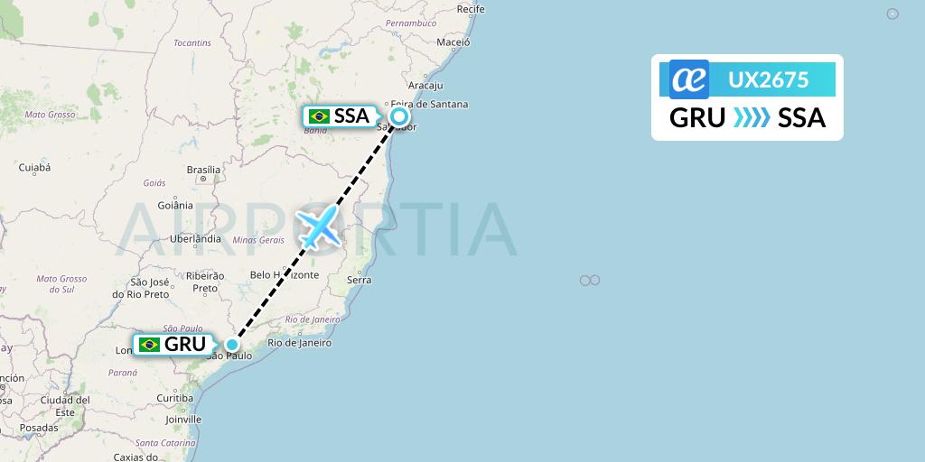 UX2675 Air Europa Flight Map: Sao Paulo to Salvador