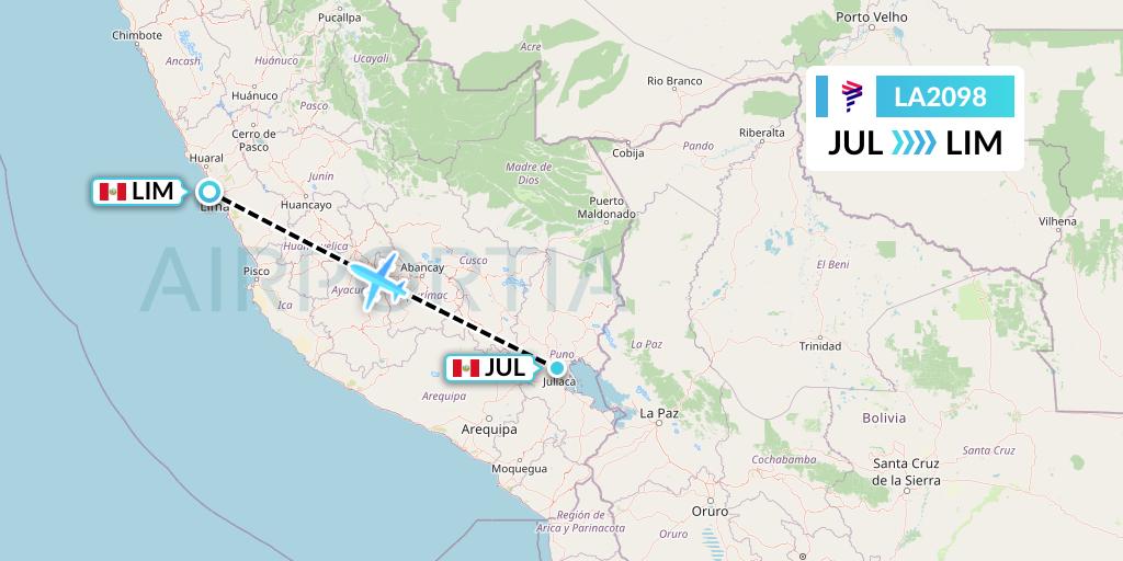LA2098 LAN Airlines Flight Map: Juliaca to Lima
