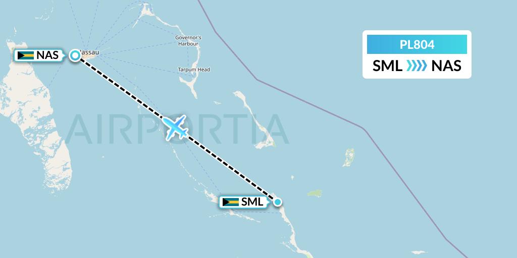 PL804 Southern Air Charter Flight Map: Stella Maris to Nassau