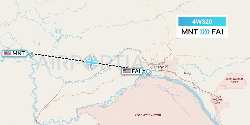 4W320 Warbelows Air Ventures Flight Map: Minto to Fairbanks