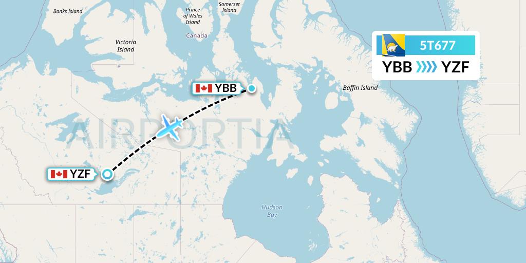 5T677 Canadian North Flight Map: Kugaaruk to Yellowknife