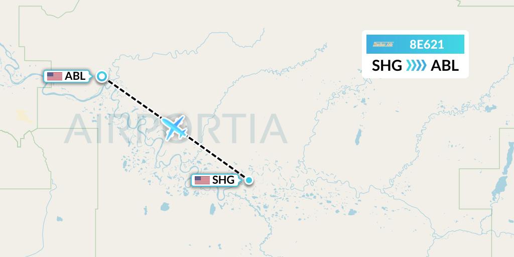 8E621 Bering Air Flight Map: Shungnak to Ambler