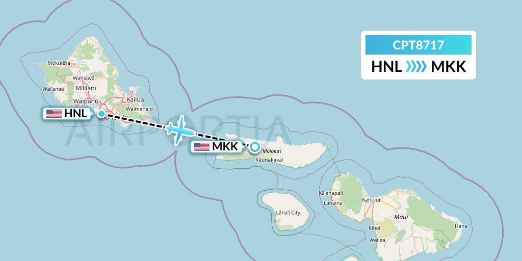 CPT8717 Corporate Air Flight Map: Honolulu to Kaunakakai
