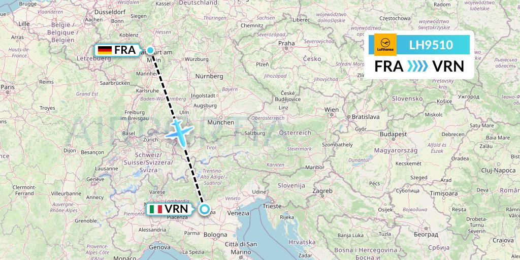 LH9510 Lufthansa Flight Map: Frankfurt to Verona