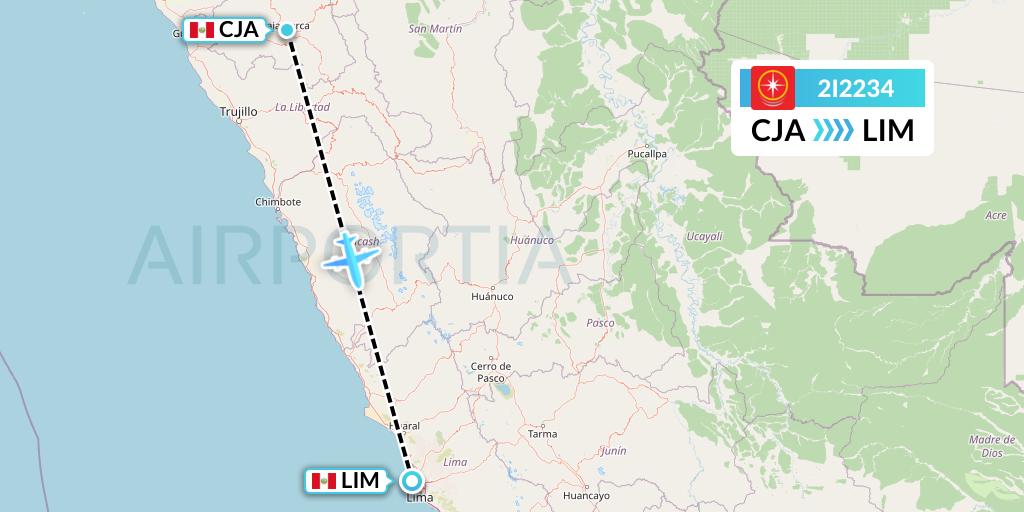 2I2234 Star Peru Flight Map: Cajamarca to Lima