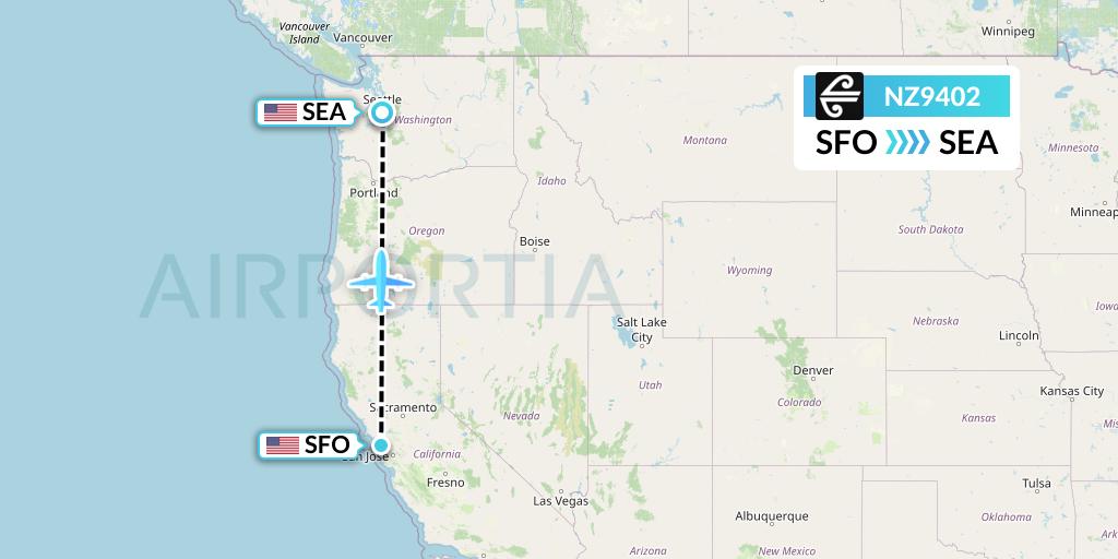 NZ9402 Air New Zealand Flight Map: San Francisco to Seattle