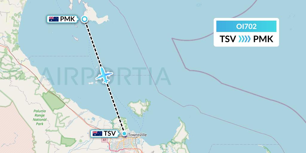 OI702 Hinterland Aviation Flight Map: Townsville to Palm Island