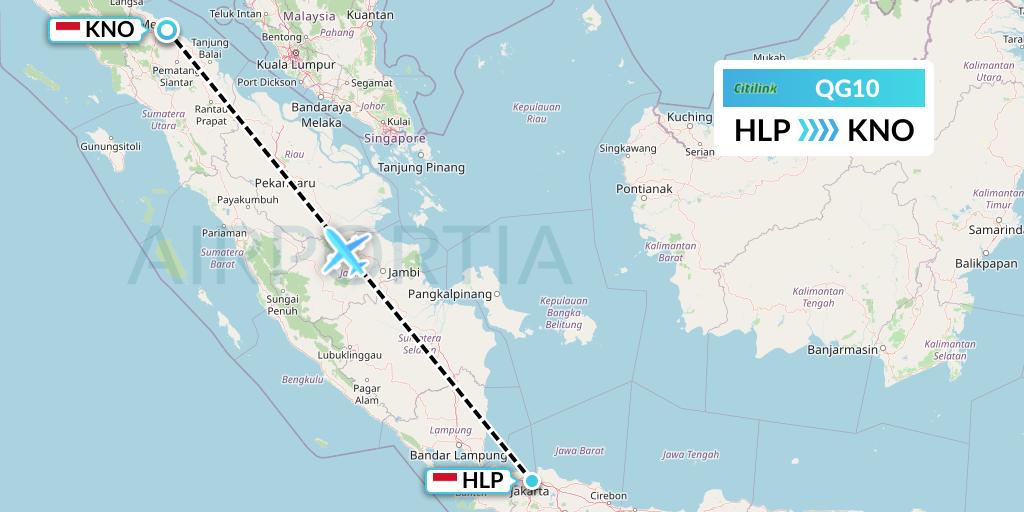 QG10 Citilink Flight Map: Jakarta to Medan