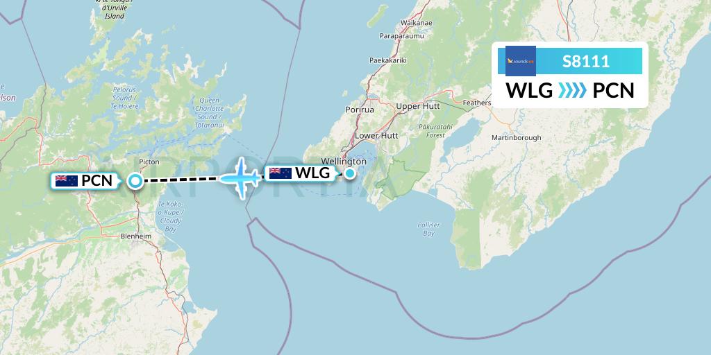 S8111 Soundsair Flight Map: Wellington to Picton