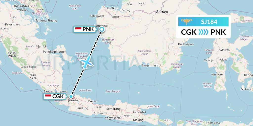 SJ184 Sriwijaya Air Flight Map: Jakarta to Pontianak