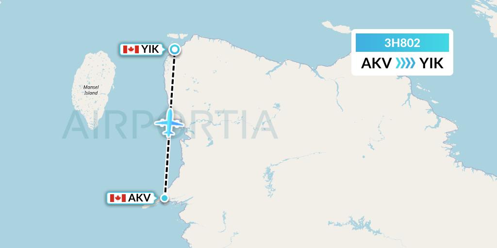 3H802 Air Inuit Flight Map: Akulivik to Ivujivik