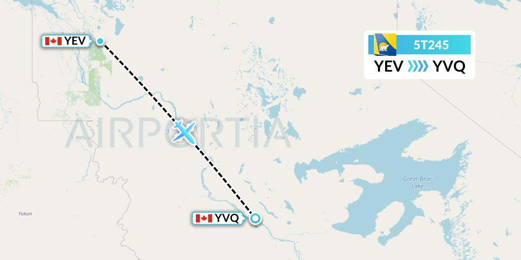 5T245 Canadian North Flight Map: Inuvik to Norman Wells
