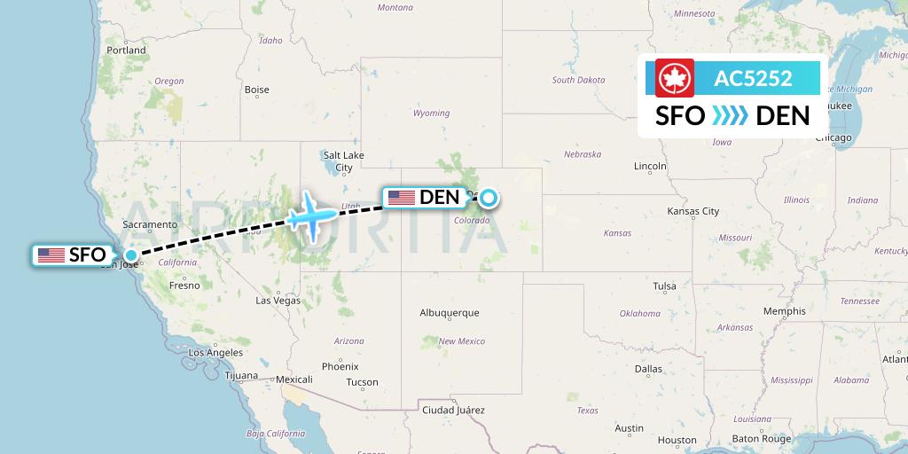 AC5252 Air Canada Flight Map: San Francisco to Denver