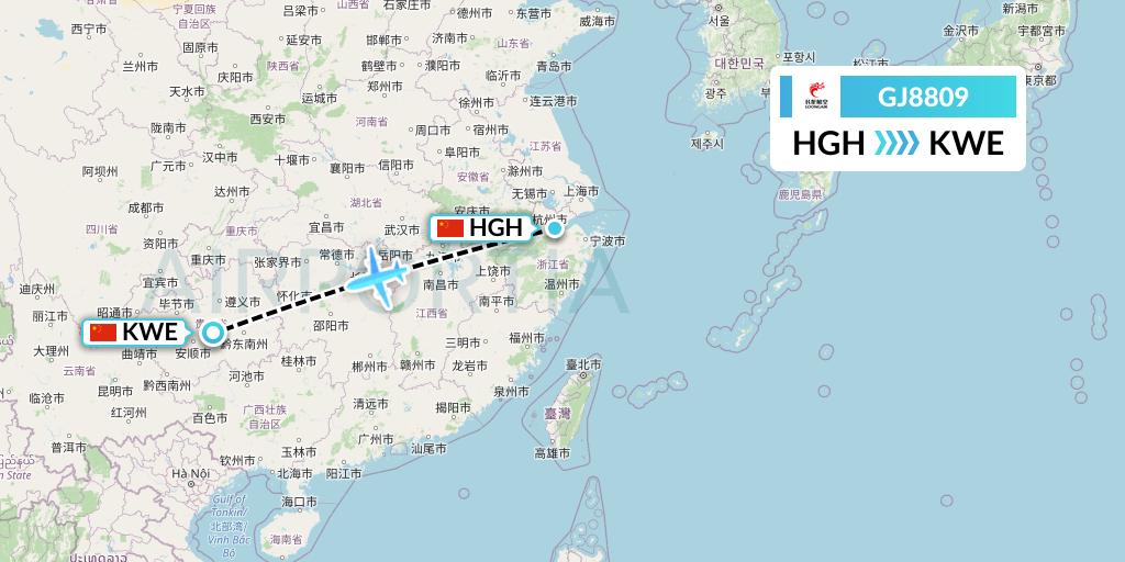 GJ8809 Loong Airlines Flight Map: Hangzhou to Guiyang