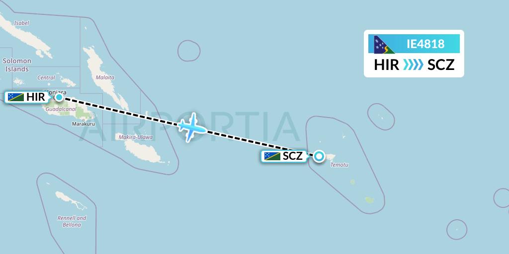IE4818 Solomon Airlines Flight Map: Honiara to Santa Cruz-Graciosa Bay-Luova
