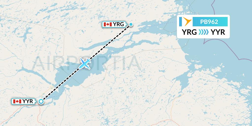 PB962 PAL Airlines Flight Map: Rigolet to Goose Bay