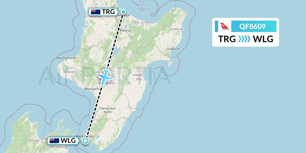 QF8609 Qantas Flight Map: Tauranga to Wellington