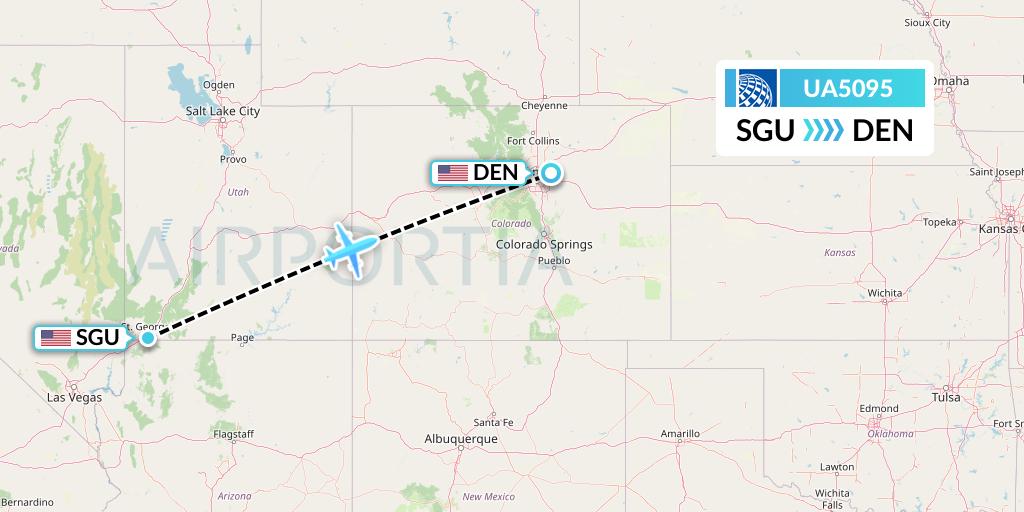 UA5095 United Airlines Flight Map: St. George to Denver