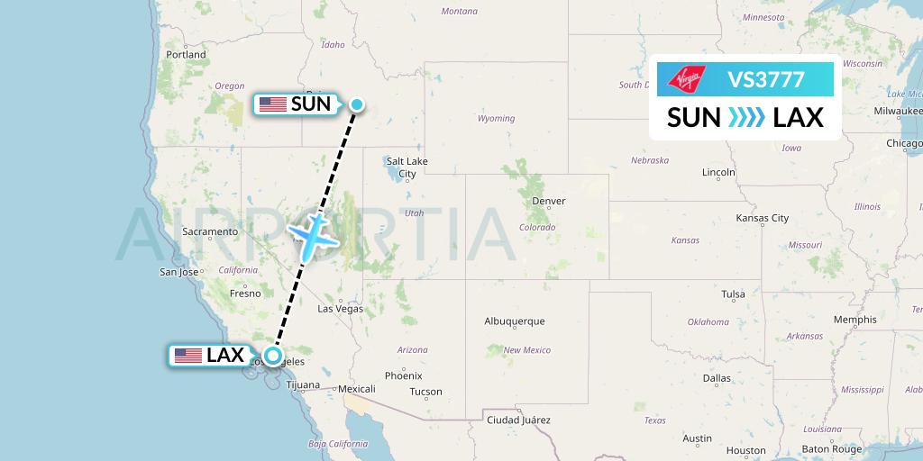 VS3777 Virgin Atlantic Airways Flight Map: Hailey to Los Angeles