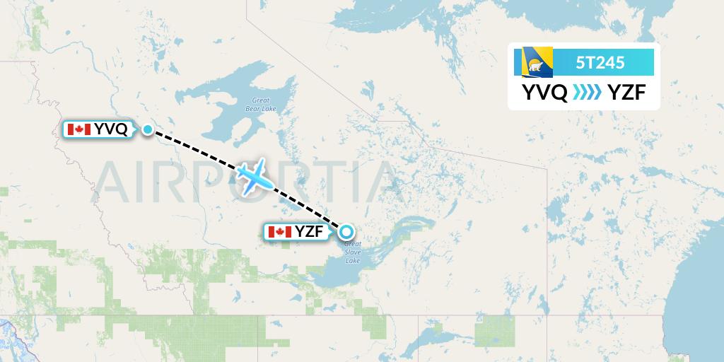 5T245 Canadian North Flight Map: Norman Wells to Yellowknife