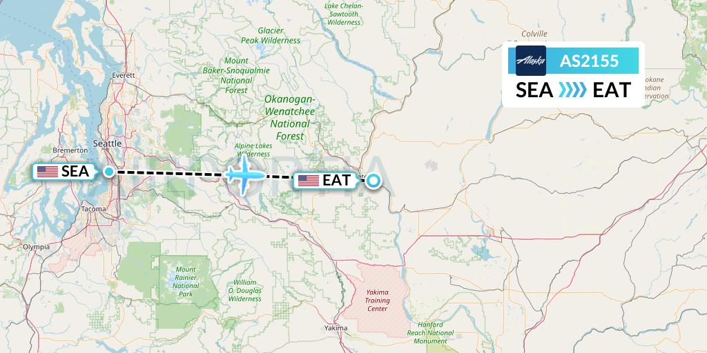 AS2155 Alaska Airlines Flight Map: Seattle to Wenatchee