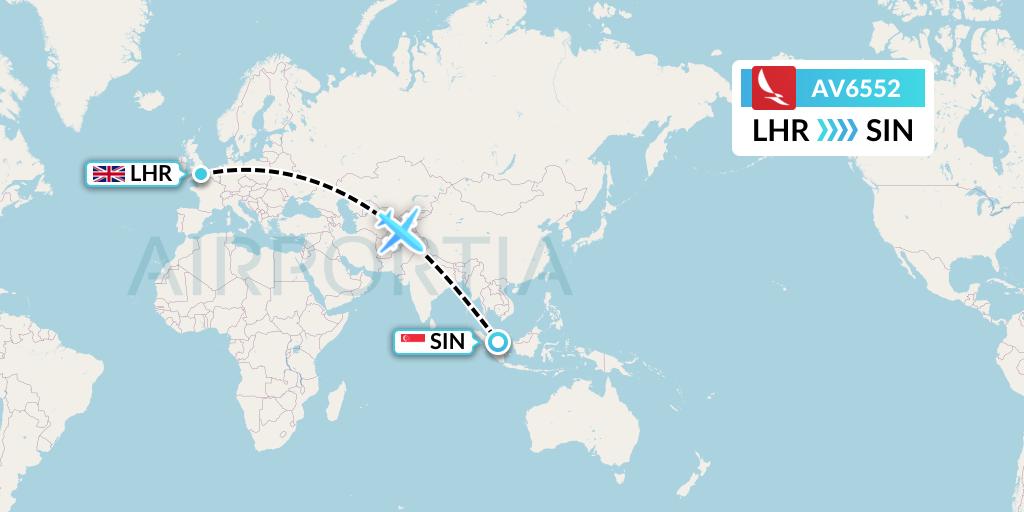 AV6552 Avianca Flight Map: London to Singapore
