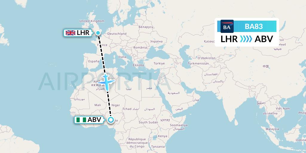BA83 Flight Status British Airways London to Abuja (BAW83)