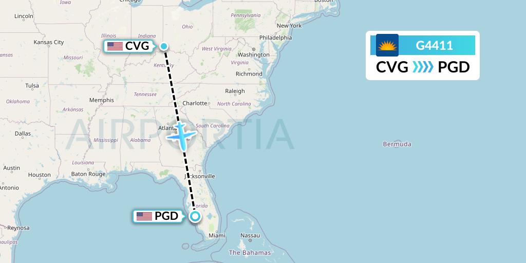 G4411 Allegiant Air Flight Map: Cincinnati to Punta Gorda