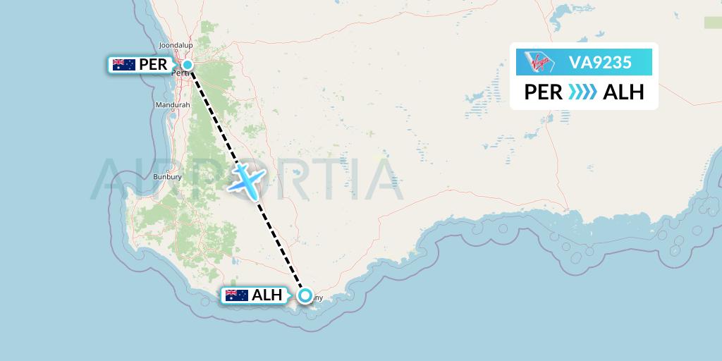 VA9235 Virgin Australia Flight Map: Perth to Albany
