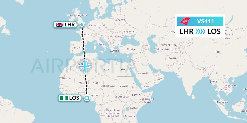 VS411 Flight Status Virgin Atlantic Airways London to Lagos (VIR411)