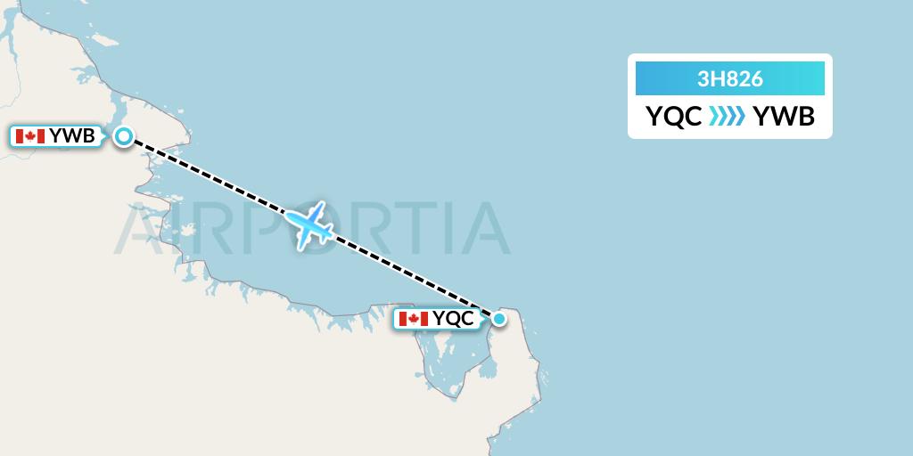 3H826 Air Inuit Flight Map: Quaqtaq to Kangiqsujuaq