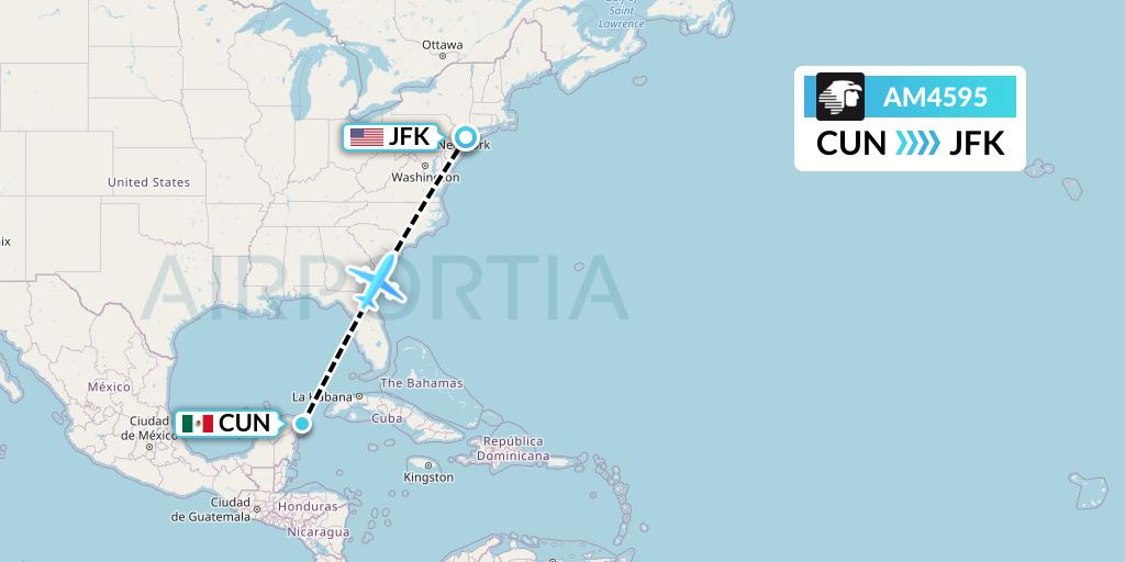 AM4595 Aeromexico Flight Map: Cancun to New York