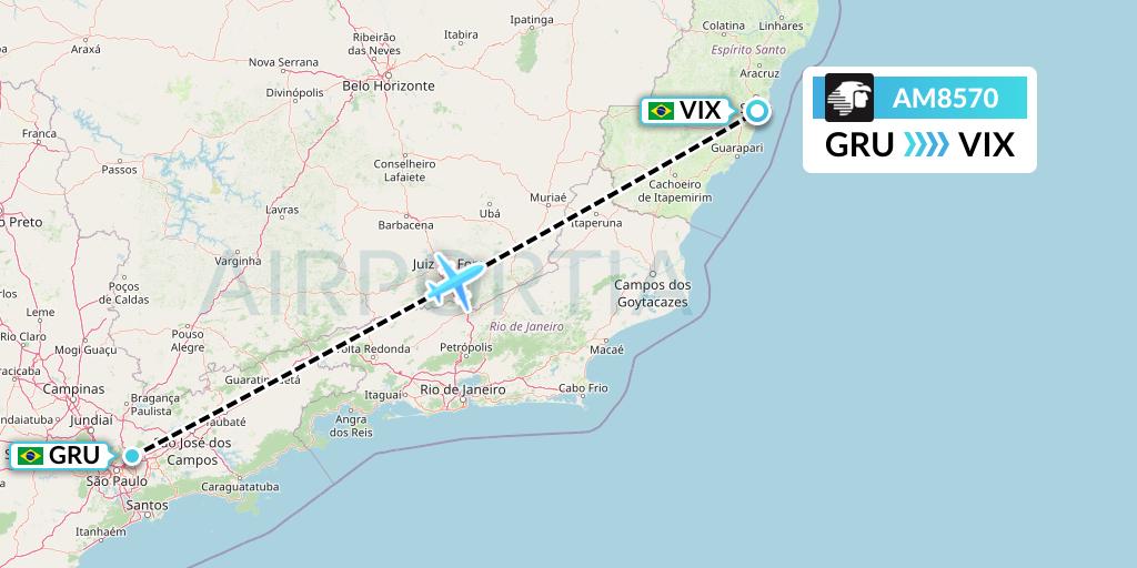 AM8570 Aeromexico Flight Map: Sao Paulo to Vitoria