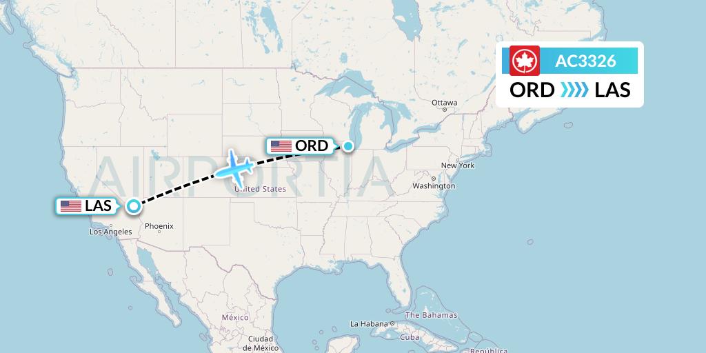 AC3326 Air Canada Flight Map: Chicago to Las Vegas