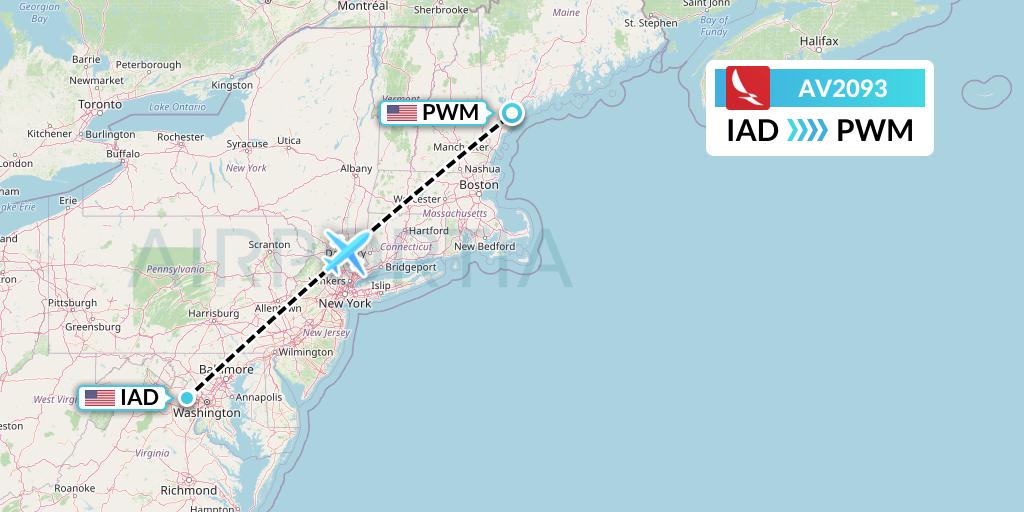 AV2093 Avianca Flight Map: Washington to Portland