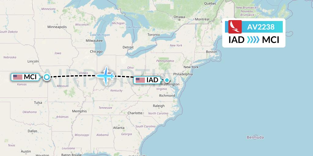 AV2238 Flight Status Avianca Washington to Kansas City (AVA2238)