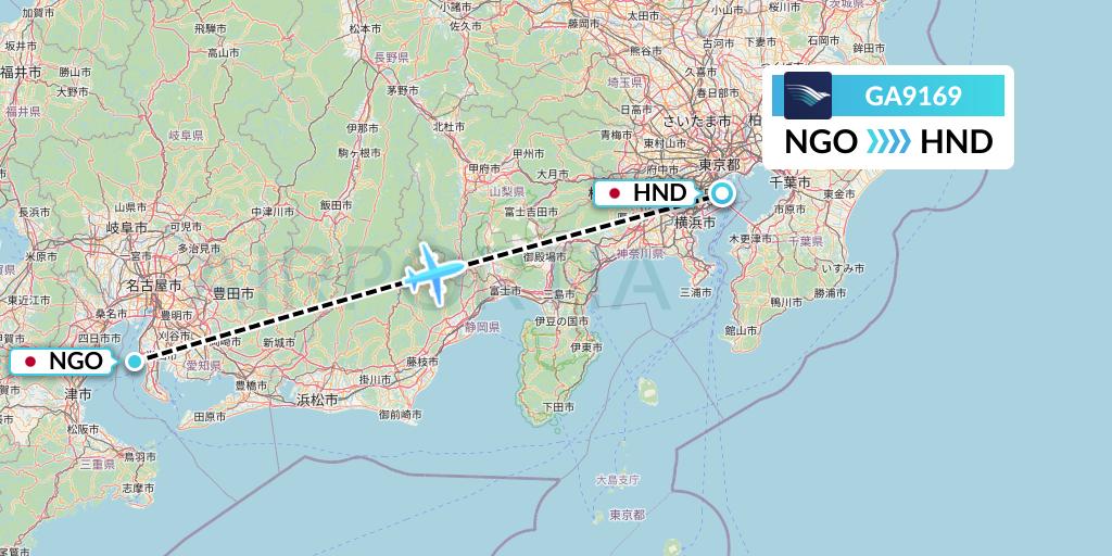 GA9169 Garuda Indonesia Flight Map: Nagoya to Tokyo