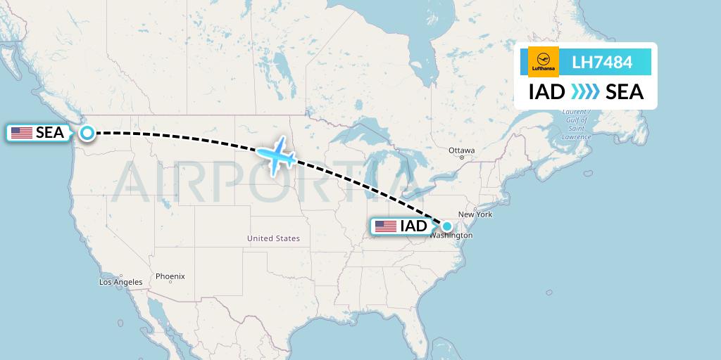 LH7484 Lufthansa Flight Map: Washington to Seattle