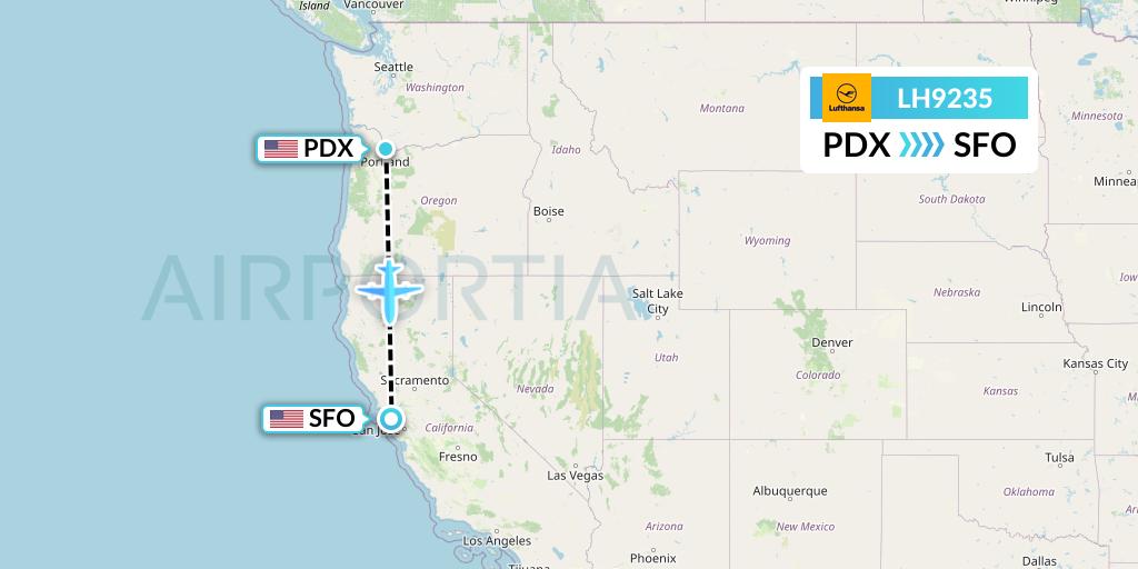LH9235 Lufthansa Flight Map: Portland to San Francisco