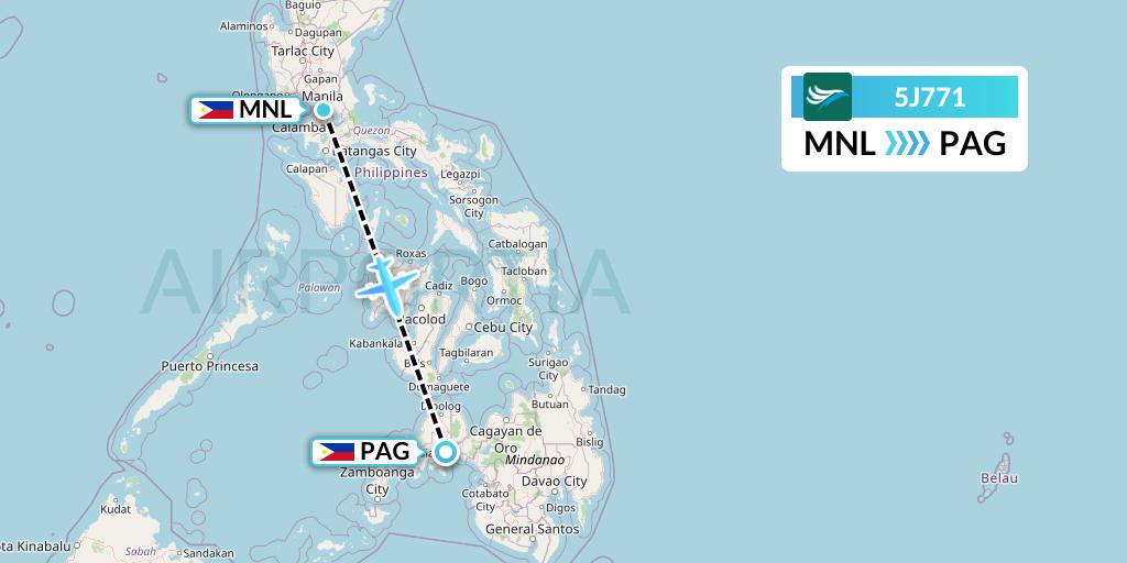 5J771 CEBU Pacific Air Flight Map: Manila to Pagadian