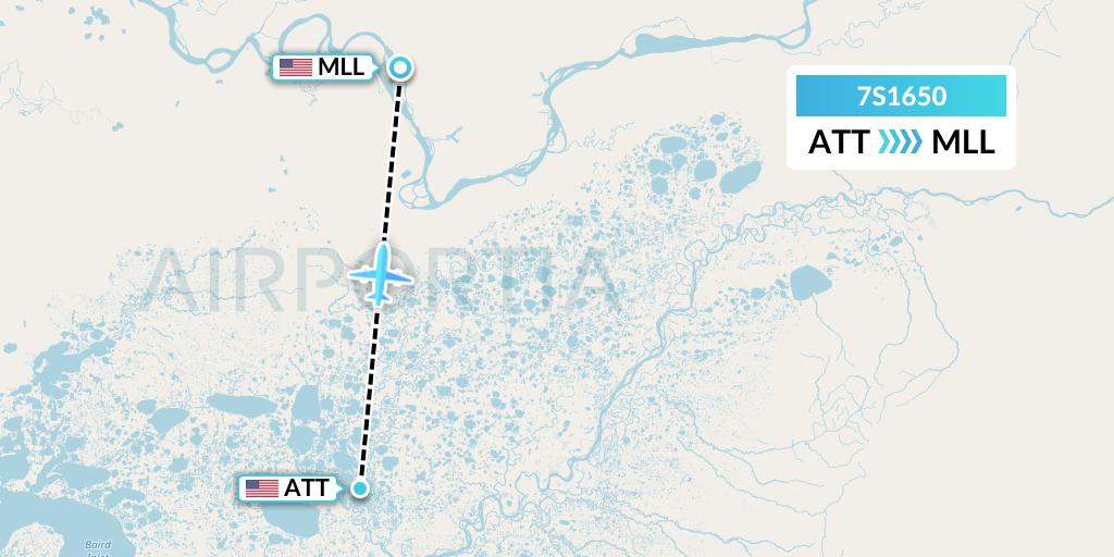 7S1650 Ryan Air (USA) Flight Map: Atmautluak to Marshall