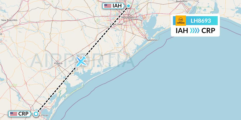 LH8693 Lufthansa Flight Map: Houston to Corpus Christi