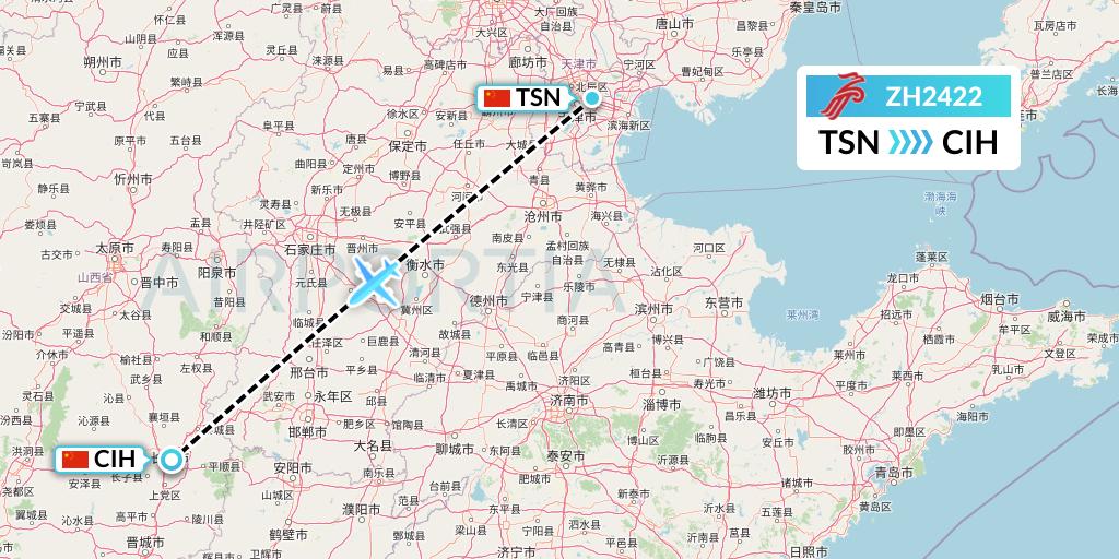 ZH2422 Shenzhen Airlines Flight Map: Tianjin to Changzhi