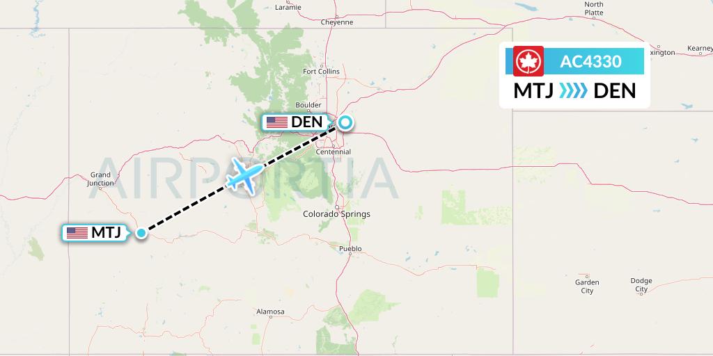 AC4330 Air Canada Flight Map: Montrose to Denver