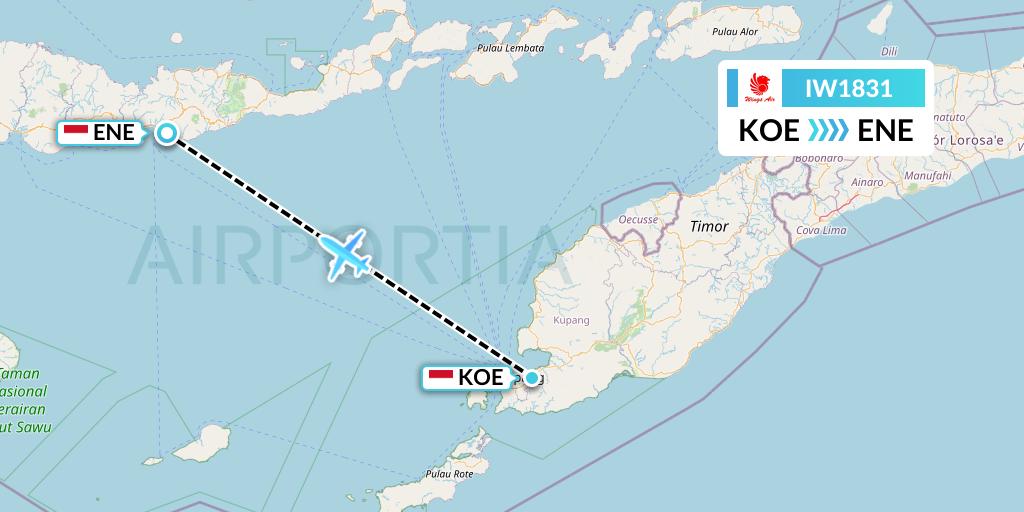 IW1831 Wings Air Flight Map: Kupang to Ende