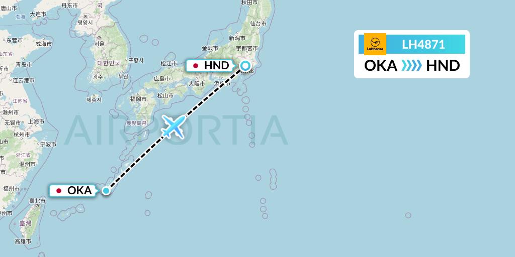 LH4871 Lufthansa Flight Map: Naha to Tokyo