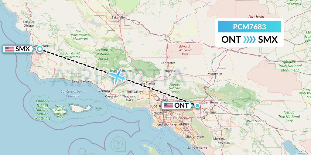 PCM7683 Westair Industries Flight Map: Ontario to Santa Maria