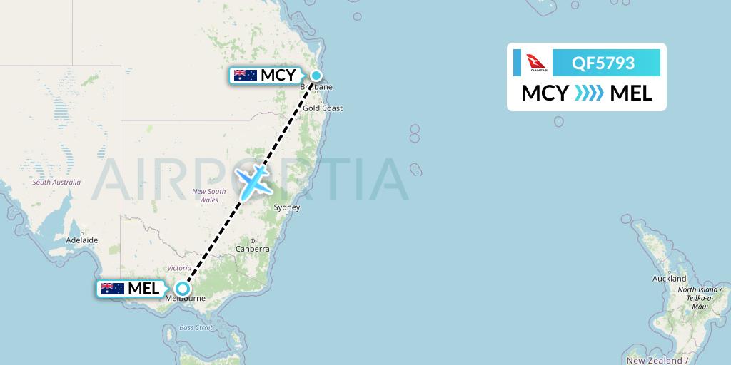 QF5793 Qantas Flight Map: Sunshine Coast to Melbourne