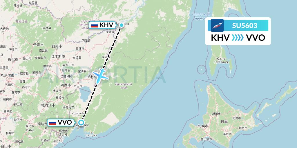 SU5603 Aeroflot Flight Map: Khabarovsk to Vladivostok